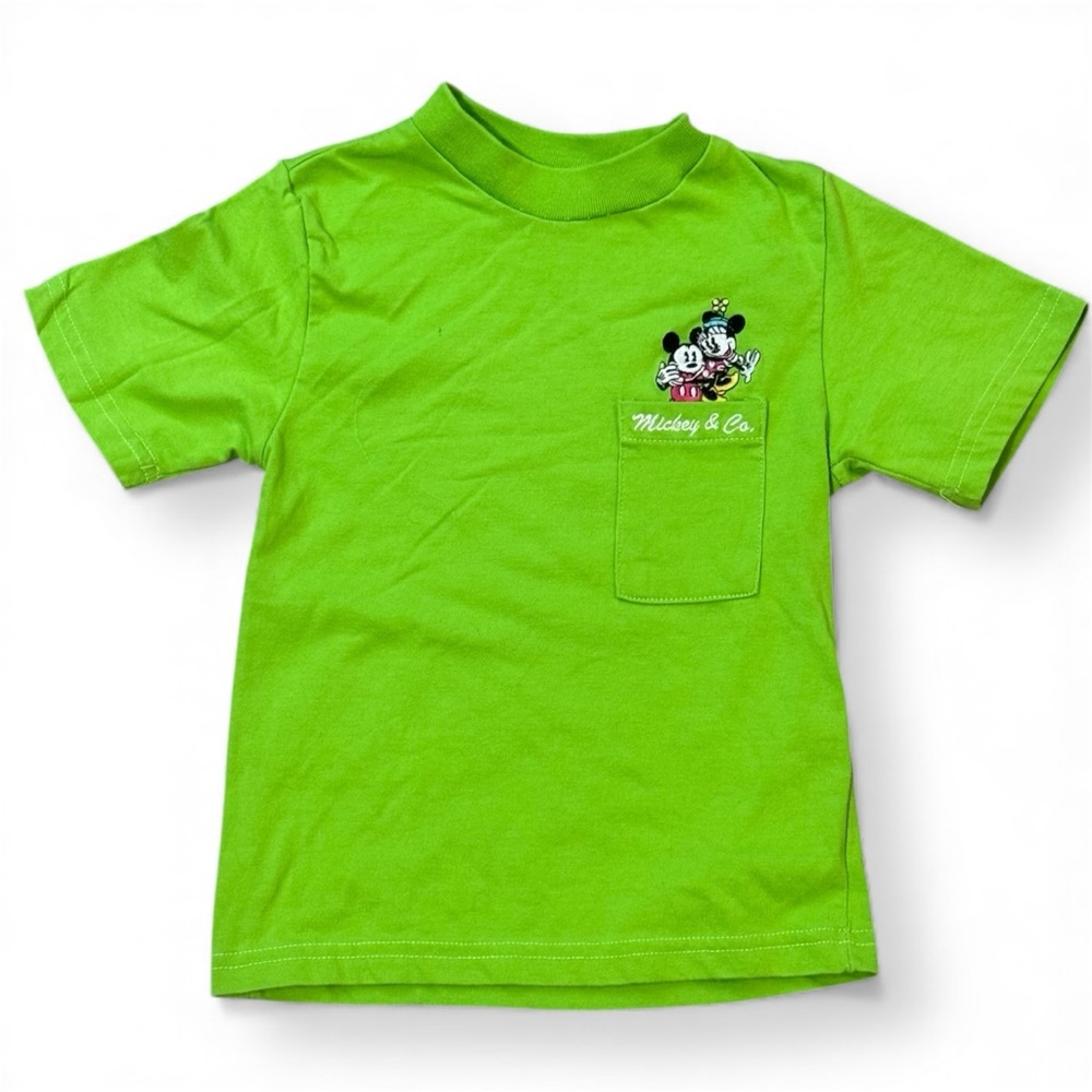 Vintage Mickey & Co Neon Green T-Shirt 90s Kids Tee embroidered 4T
